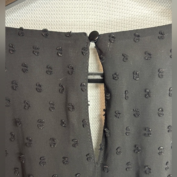 Elle Black Dress w/ Embroidered Polka Dots - Picture 5 of 12